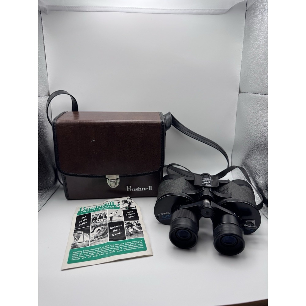 Vtg Bushnell SportView Binoculars Insta Focus 7x35 Extra Wide Angle w/Case&paper